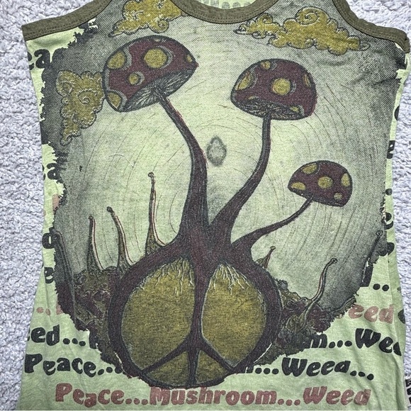 Weed Dress Womens Medium Peace Mushroom Weed Festival Party Casual Racerback - Picture 4 of 5